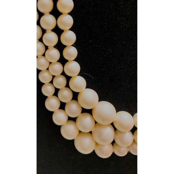 Vintage Triple Strand Necklace BUNDLE (2) | Faux Pearl Graduated Choker + Chunky - Picture 13 of 13